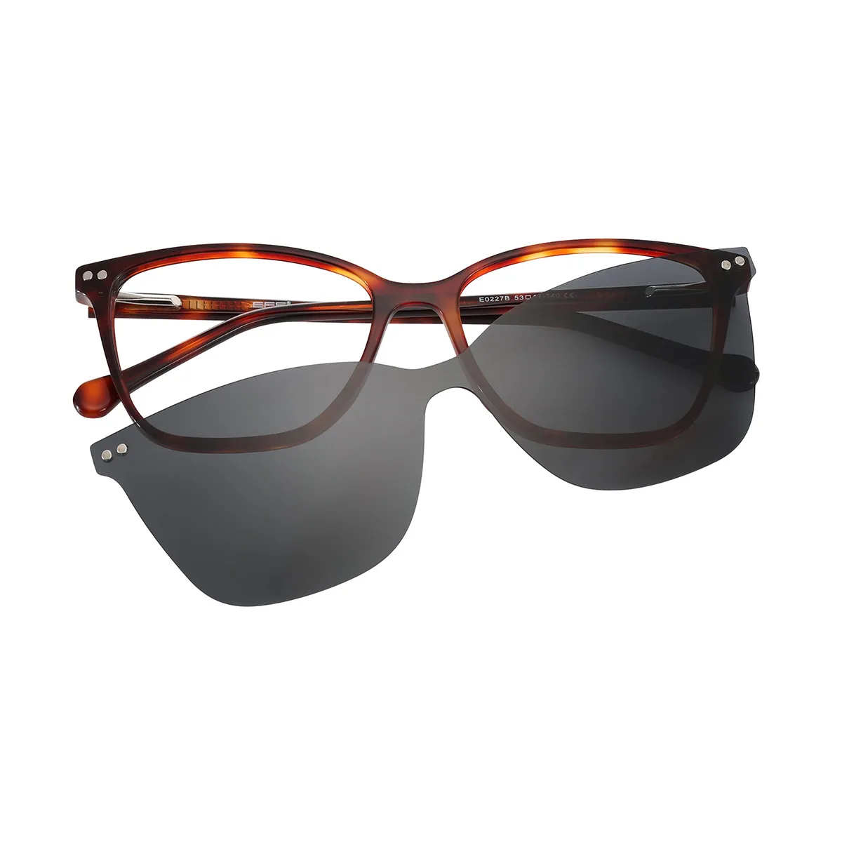 Graeme - Cat-eye Red-Demi Clip On Sunglasses for Men & Women - EFE